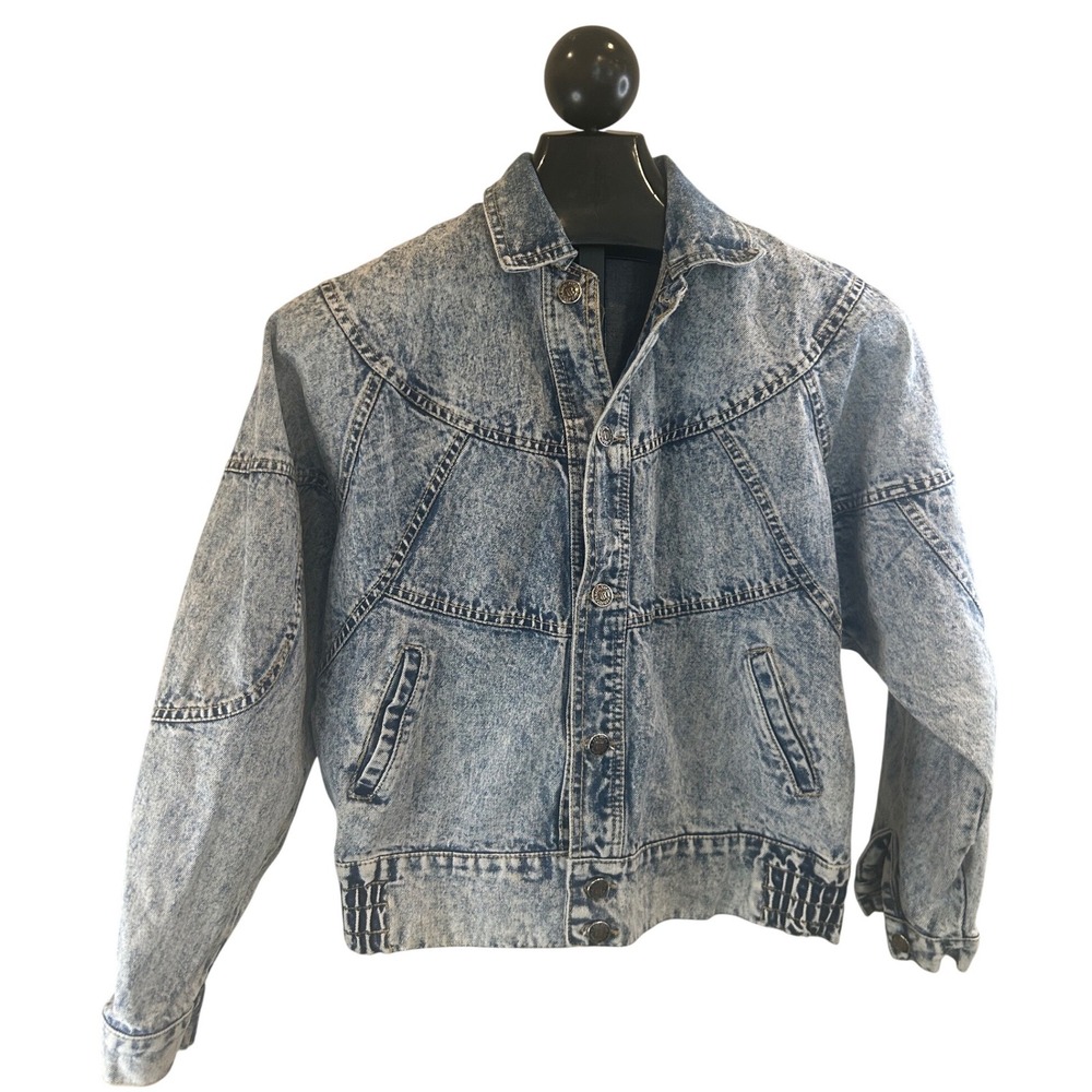 Well Off Jeans Vintage 80s Acid Wash Denim Jacket Western Paneled Blue Women M